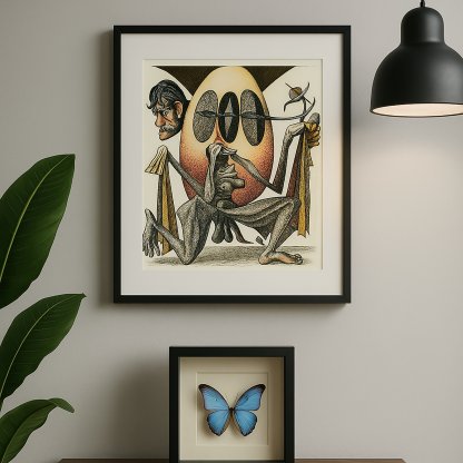 ‘The Illusionist’ Henrikh Frid (2003) – Surreal India Ink & Pencil on Paper, 17×19 in